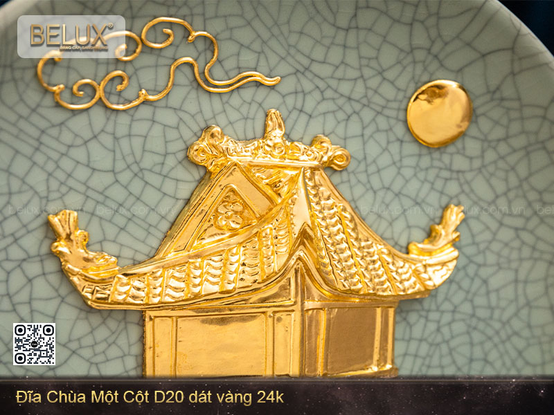 Đĩa chùa một cột D20 dát vàng 24k&nbsp;